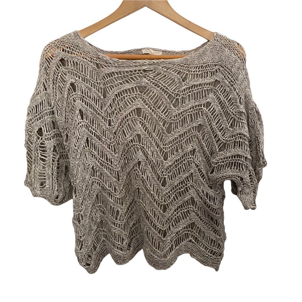 Eileen Fisher Oatmeal Wonder Scallop Crochet Sweater size PS - Picture 3 of 8